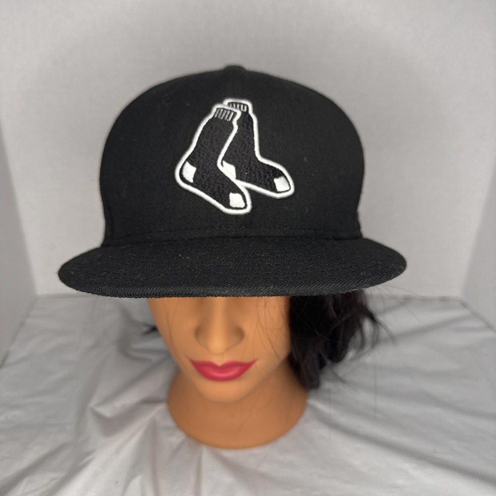 Boston Red Sox New Era‎ 59Fifty Men's Black & White Fitted Cap Hat Size 7
